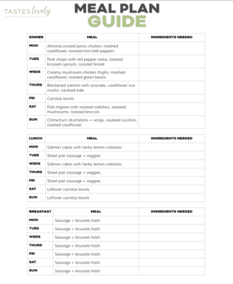 Whole30 Keto Weekly Meal Plan (February Week 3) - Tastes Lovely