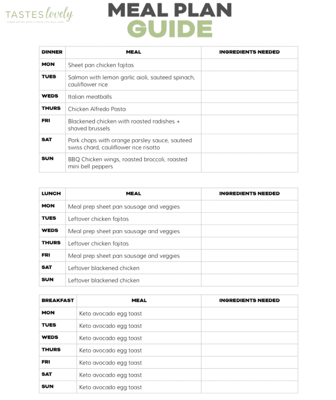 Keto Weekly Meal Plan (August Week 4) - Tastes Lovely